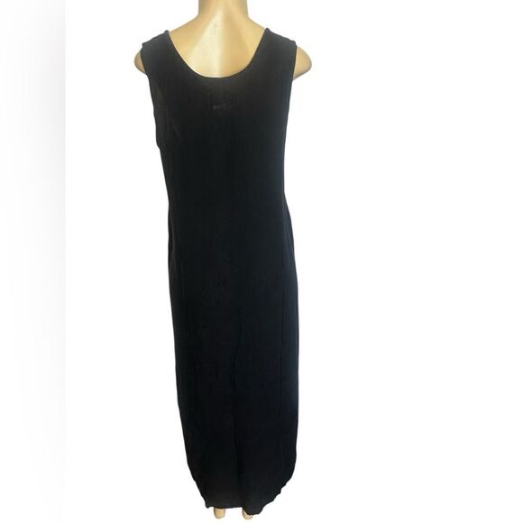 Flax Black Linen Slipster sleeveless minimalist Maxi Dress small - Picture 3 of 6